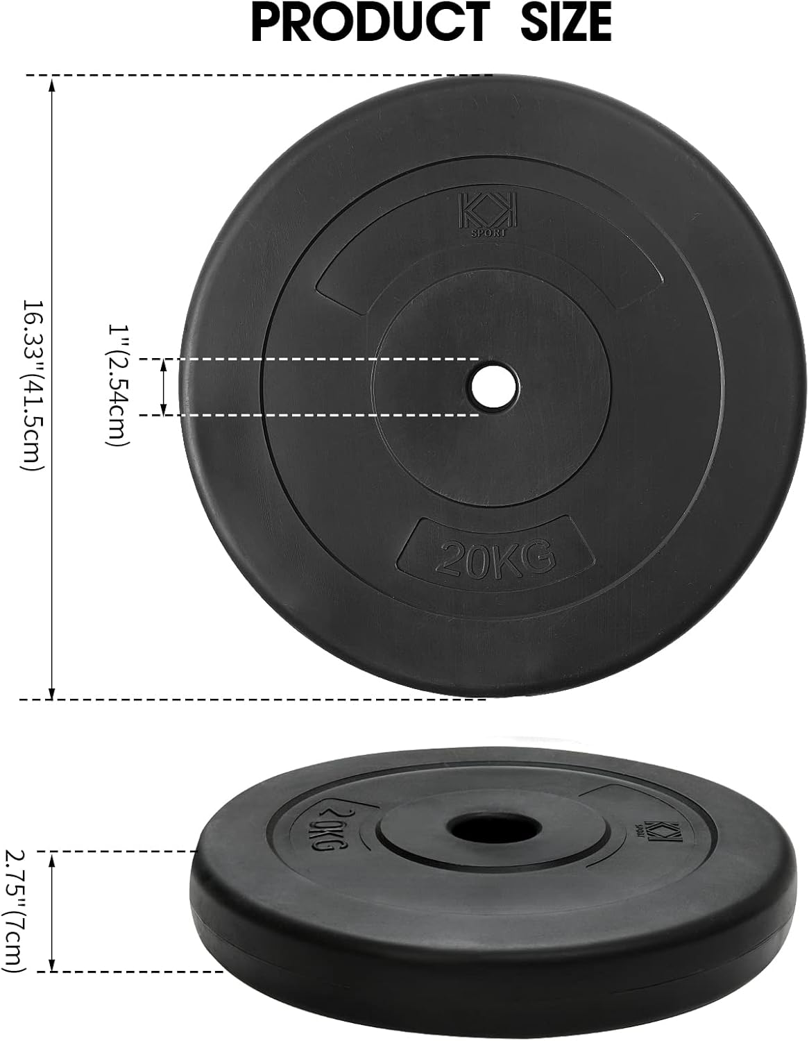 KK Vinyl Weight Plate Set. 1 Inch Vinyl Weight Disc Pair Dumbbell Plates for Home or Gym Training or Weightlifting