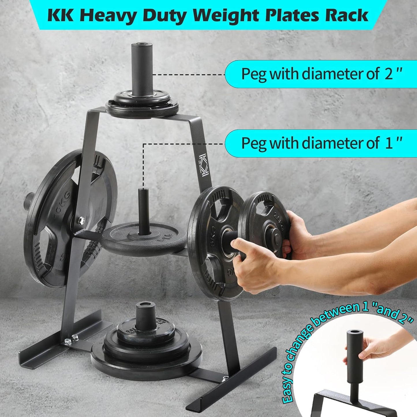 KK Heavy Duty Weight Plates Rack - Black Powder Coated Steel