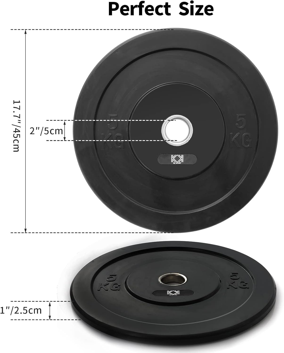 KK Rubber Weight Plate Set - 2 Inch Bumper Weight Plates – Durable Barbell Weights Set - Dumbbell Plates For Training & Weightlifting