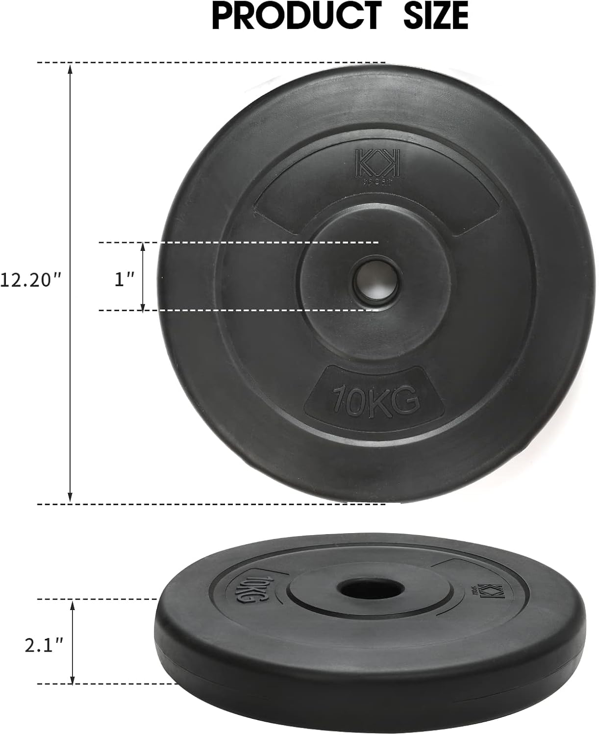 KK Vinyl Weight Plate Set. 1 Inch Vinyl Weight Disc Pair Dumbbell Plates for Home or Gym Training or Weightlifting