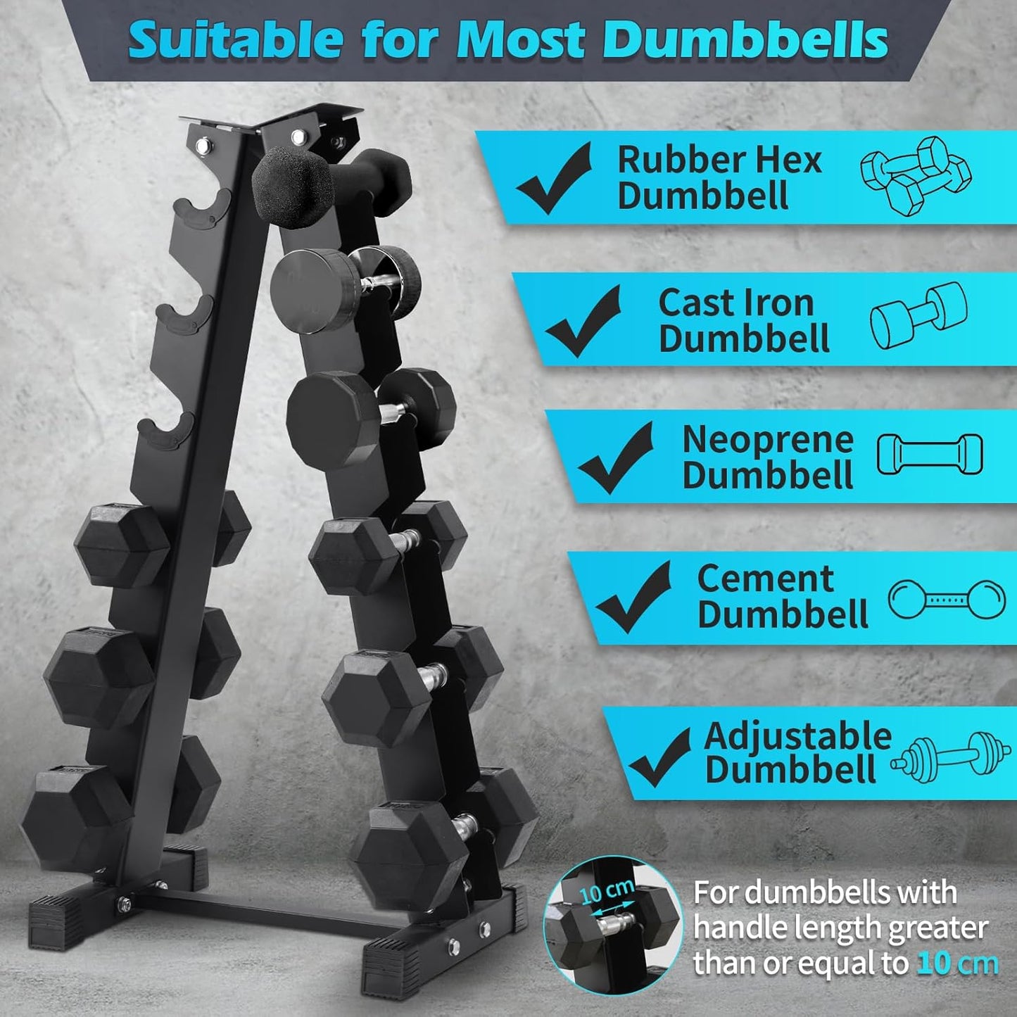 KK Heavy Duty Dumbbell Rack - 6-Tier Weights Storage Dumbbell Stand