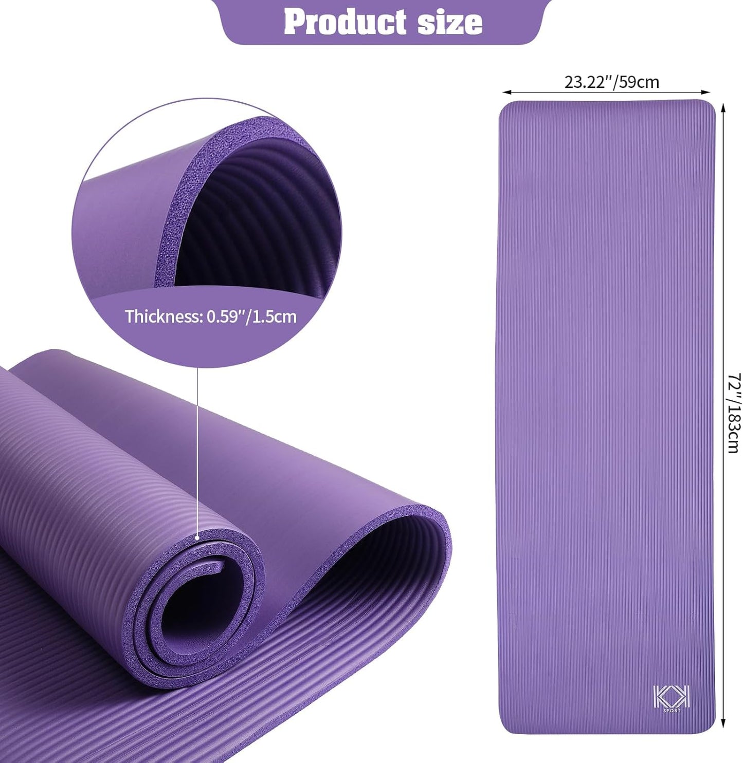 Yoga Mat 15mm thick padded NBR Non Slip Exercise Mats for yoga