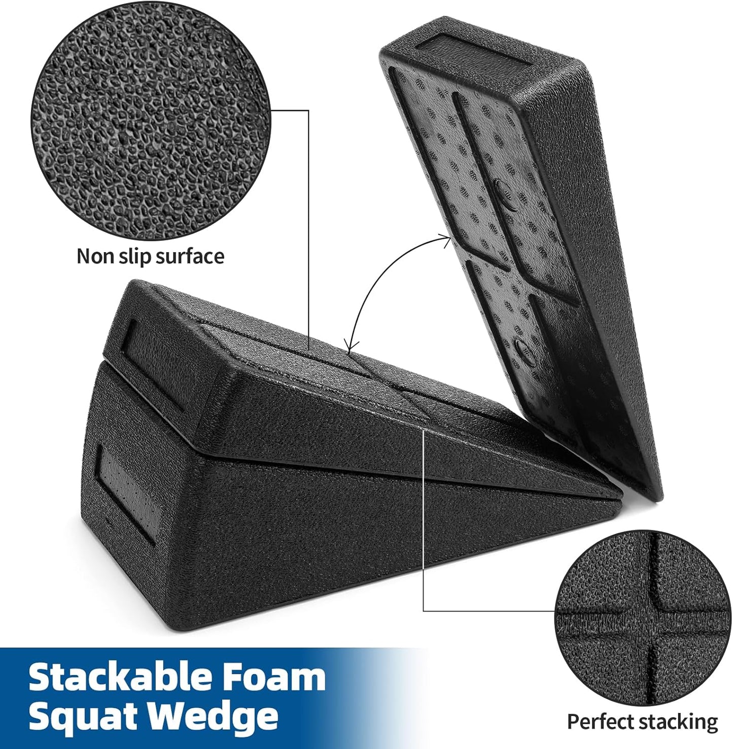KK Squat Wedge Blocks 3Pcs Slant Board Adjustable Incline Board and Calf Stretcher Foam Wedge Block Durable for Stretching, Leg Extender
