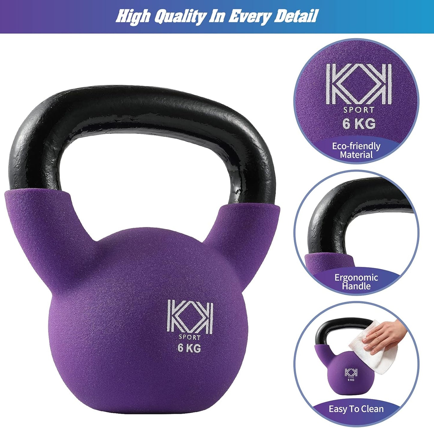 KK Cast Iron Kettlebells Neoprene Coated 2kg – 24kg