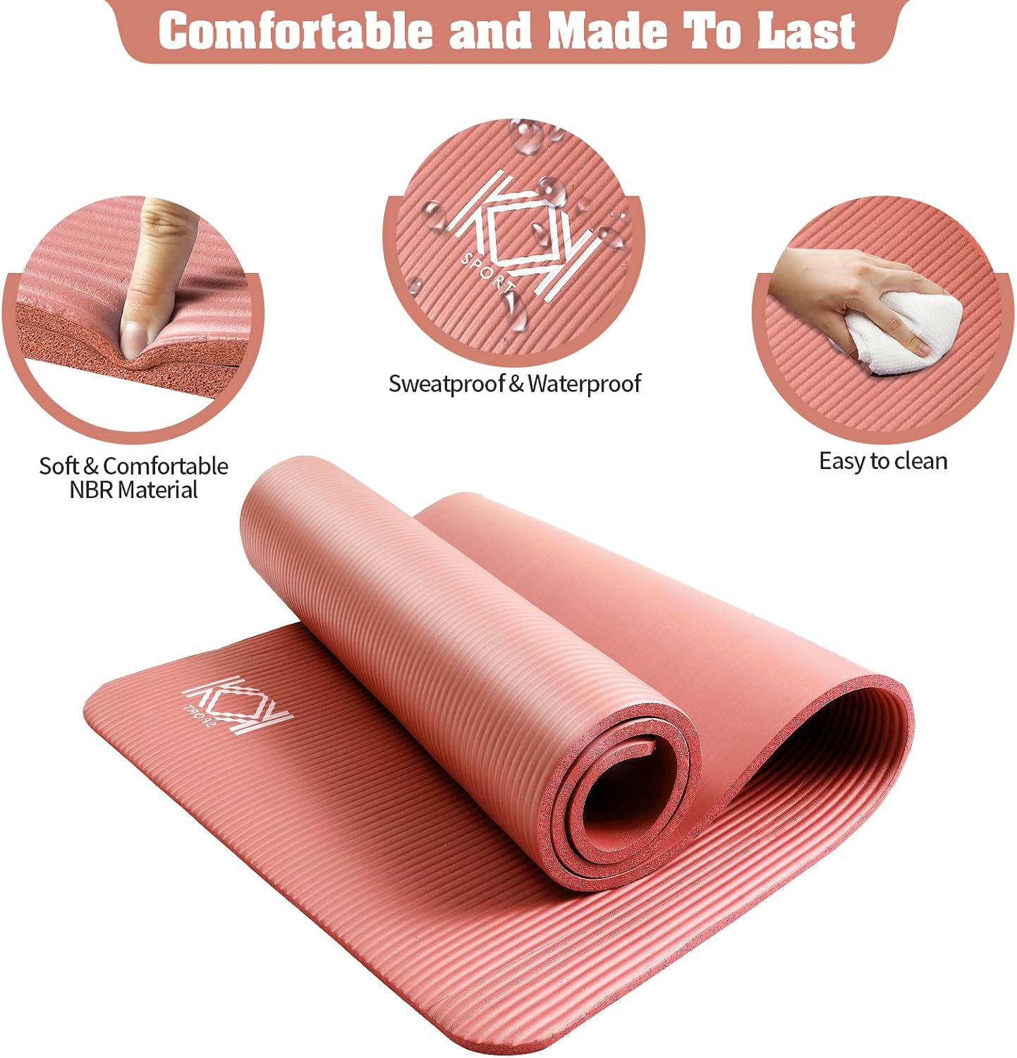 Yoga Mat 15mm thick padded NBR Non Slip Exercise Mats for yoga