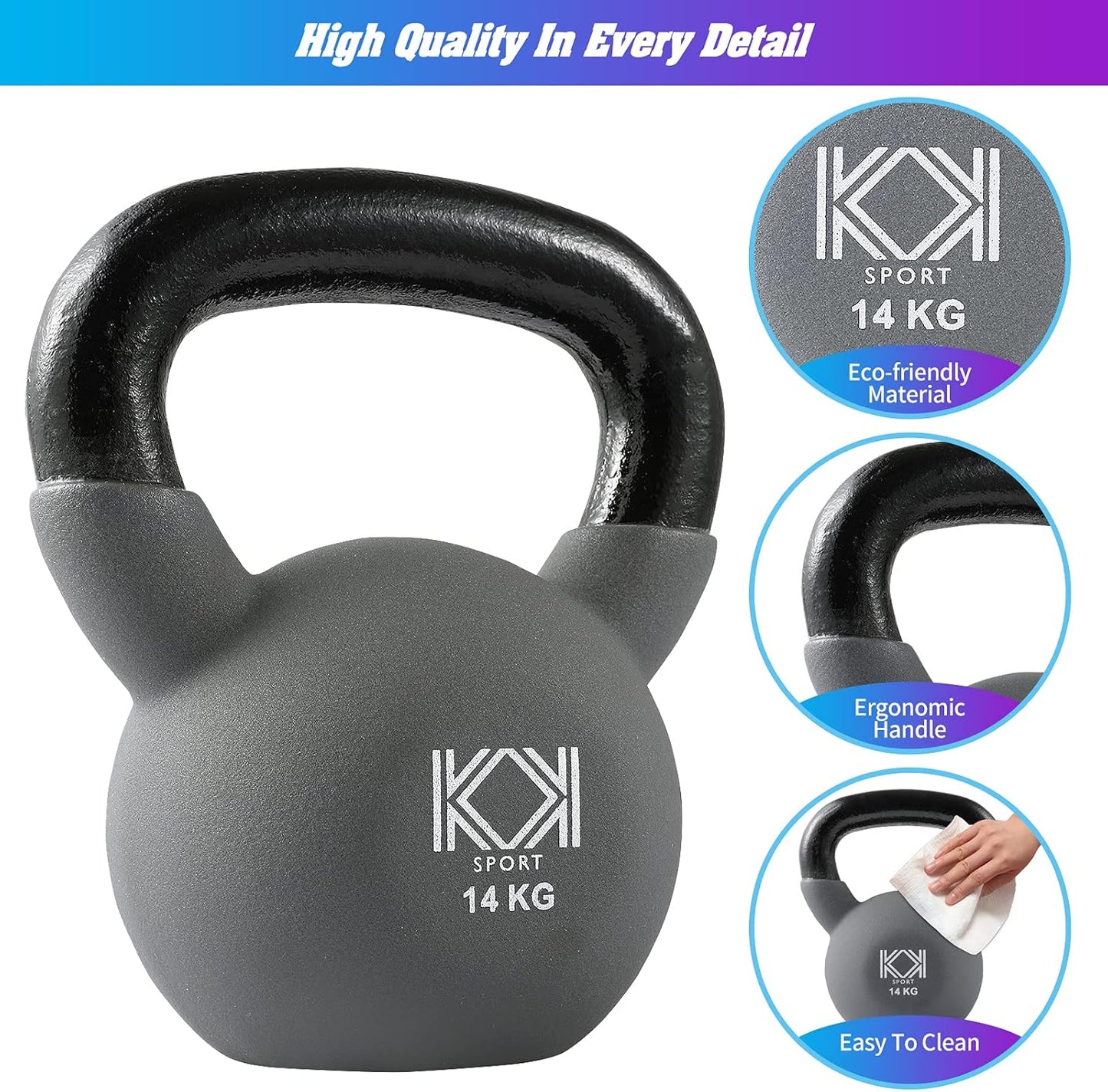 KK Cast Iron Kettlebells Neoprene Coated 2kg – 24kg