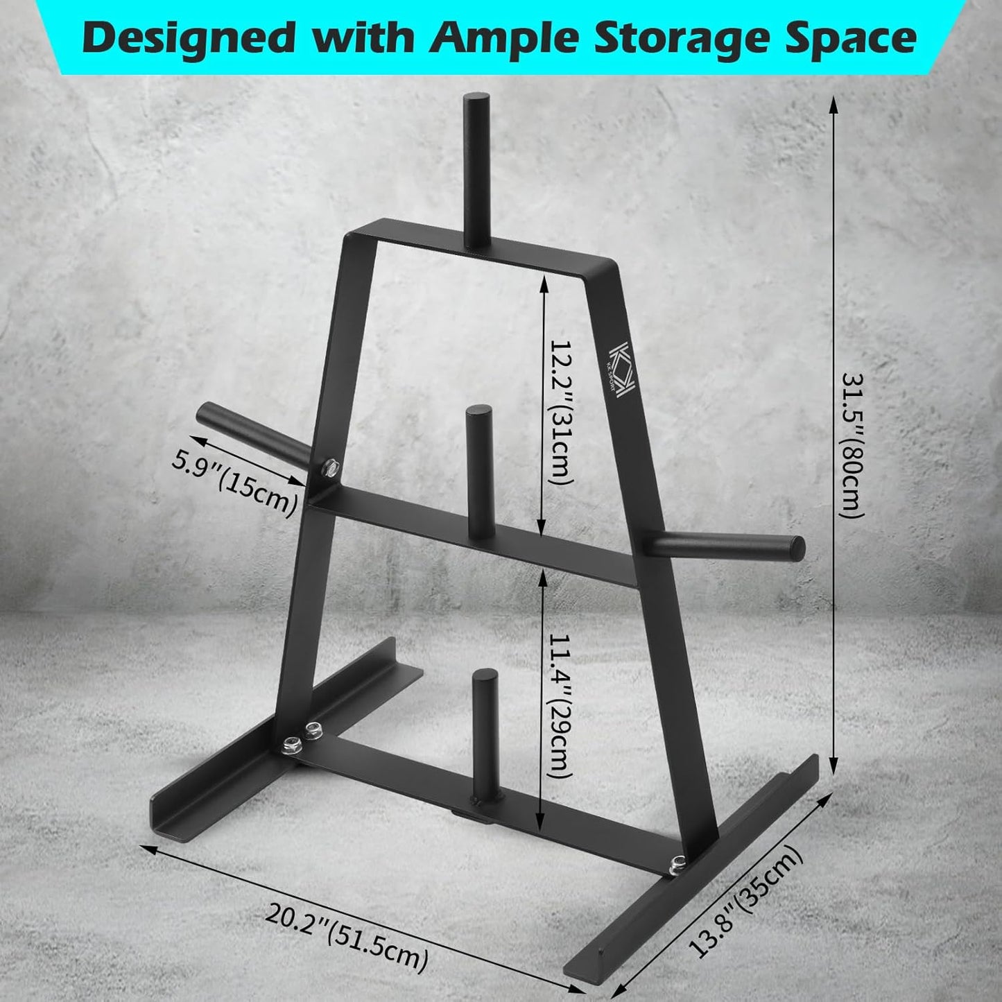 KK Heavy Duty Weight Plates Rack - Black Powder Coated Steel