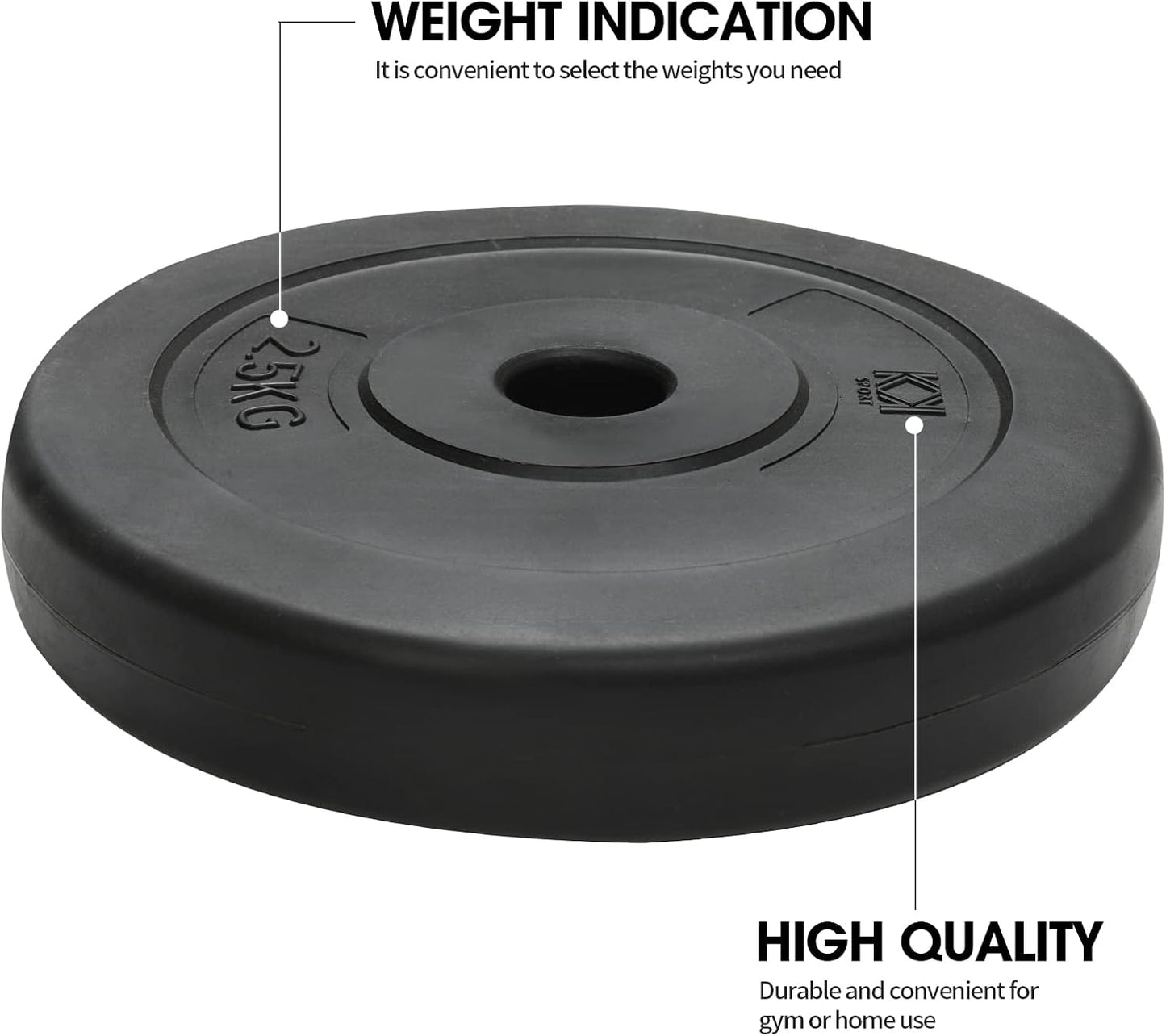 KK Vinyl Weight Plate Set. 1 Inch Vinyl Weight Disc Pair Dumbbell Plates for Home or Gym Training or Weightlifting