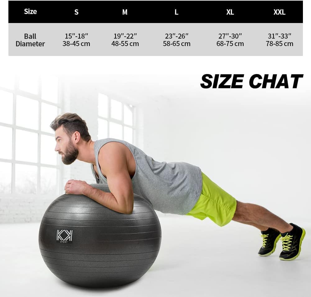 KK Exercise Ball Anti-Burst Gym Ball, Fitness Ball For Yoga, Pilates Training, Swiss Ball With Hand Pump