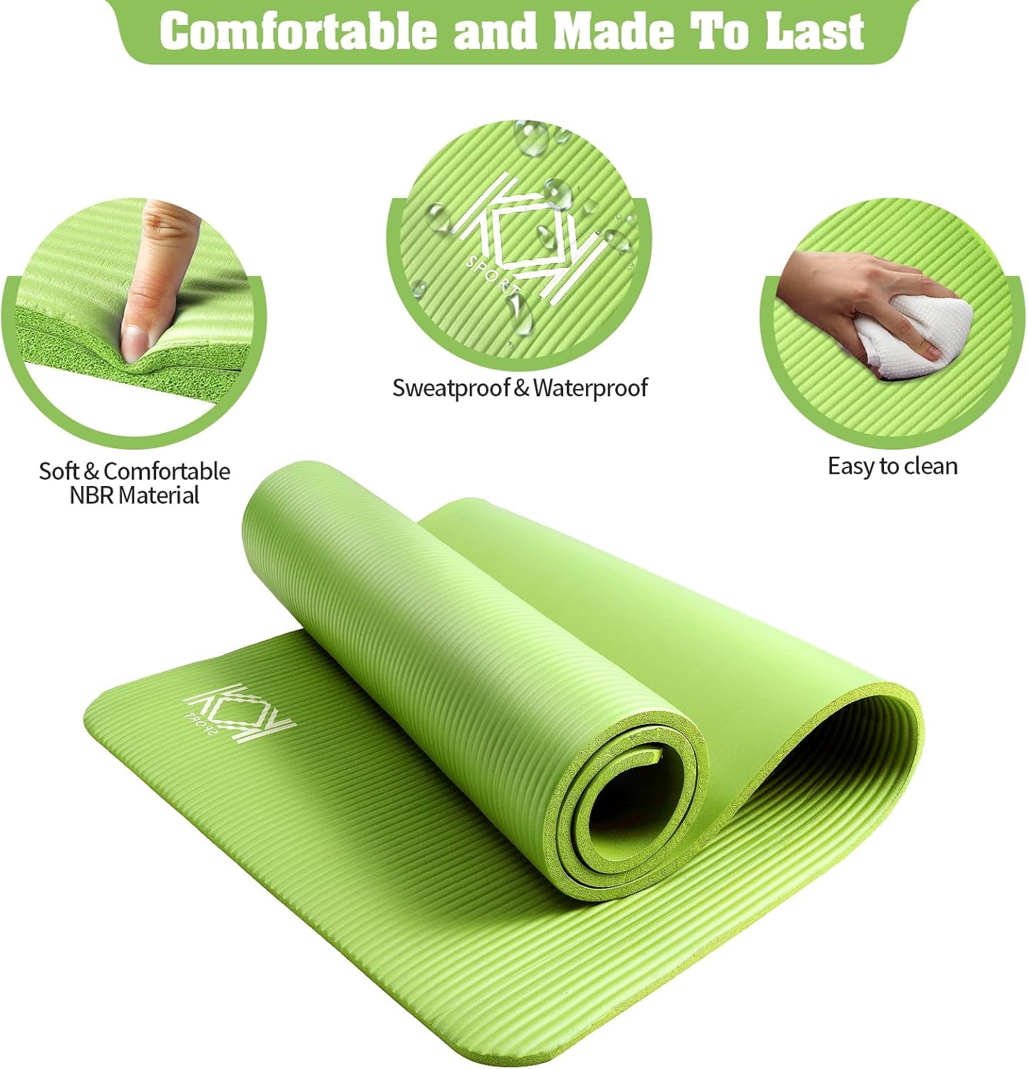 Yoga Mat 15mm thick padded NBR Non Slip Exercise Mats for yoga