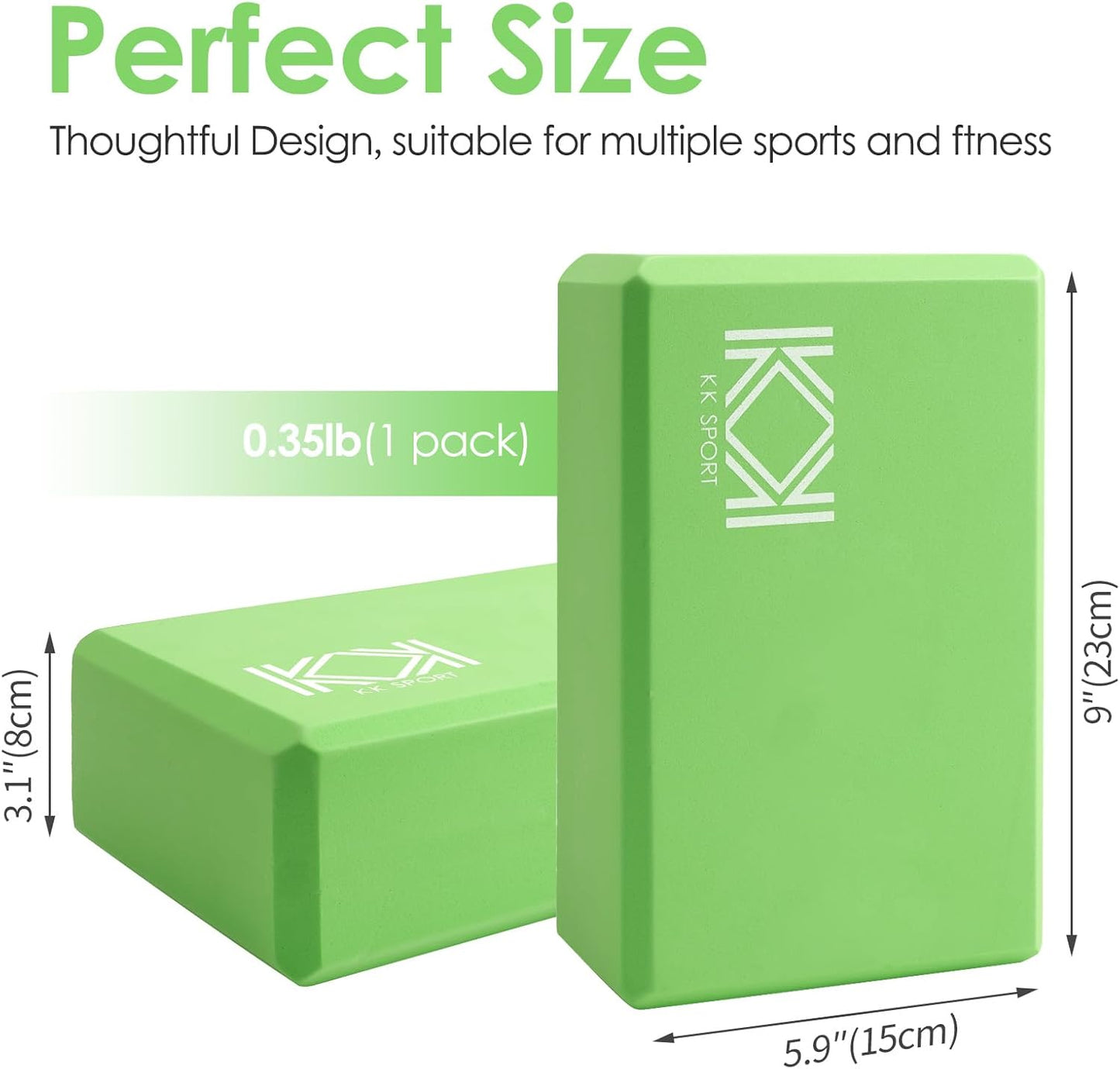 KK Yoga Blocks Set of 2 - High Density EVA Foam Yoga Bricks