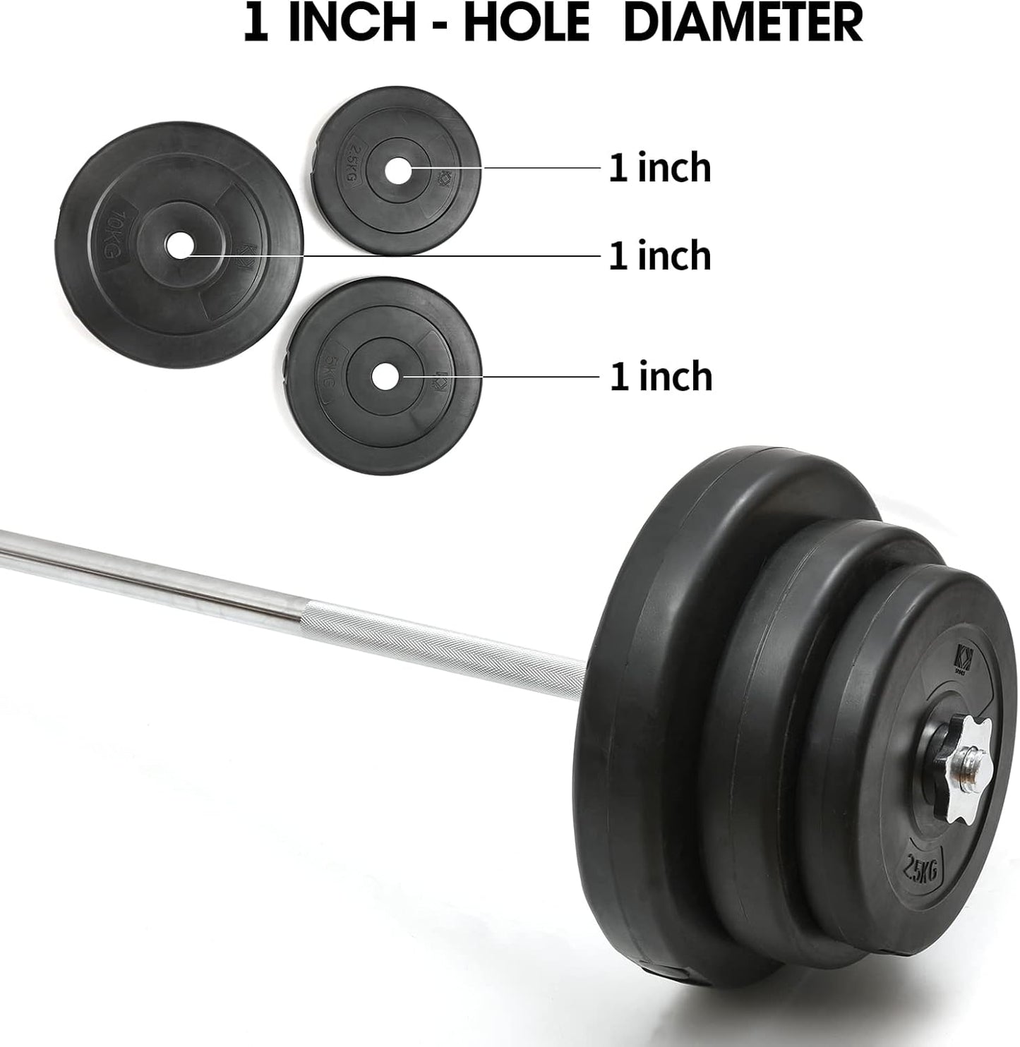 KK Vinyl Weight Plate Set. 1 Inch Vinyl Weight Disc Pair Dumbbell Plates for Home or Gym Training or Weightlifting