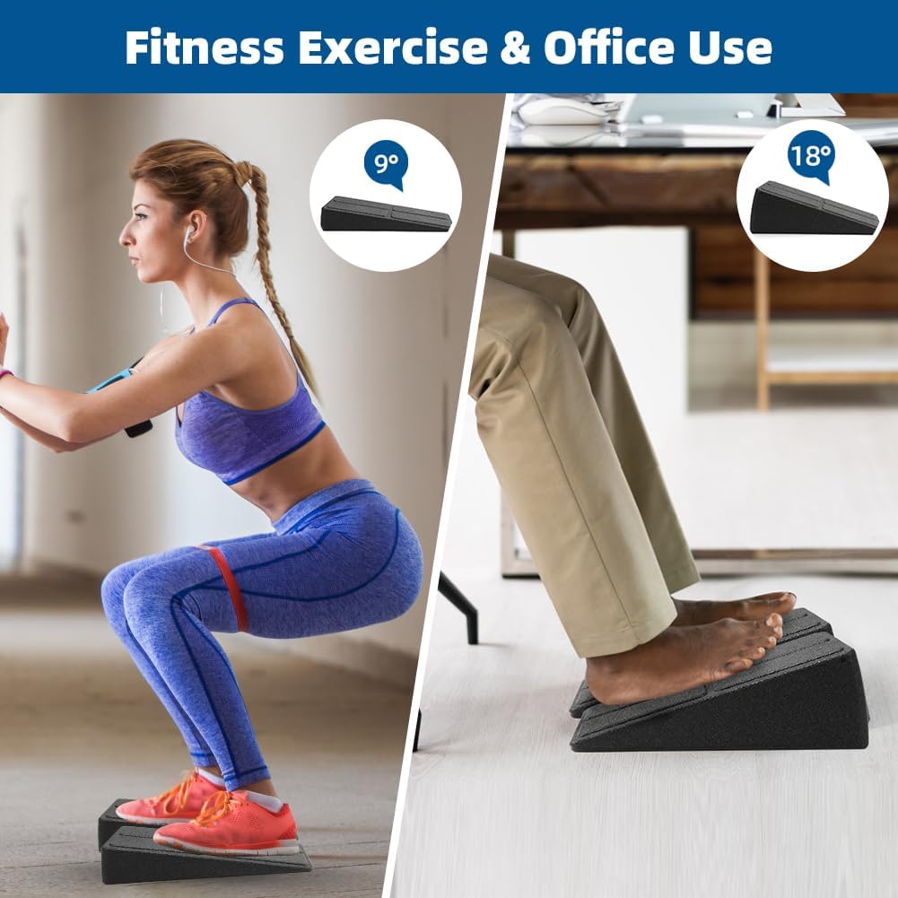 KK Squat Wedge Blocks 3Pcs Slant Board Adjustable Incline Board and Calf Stretcher Foam Wedge Block Durable for Stretching, Leg Extender