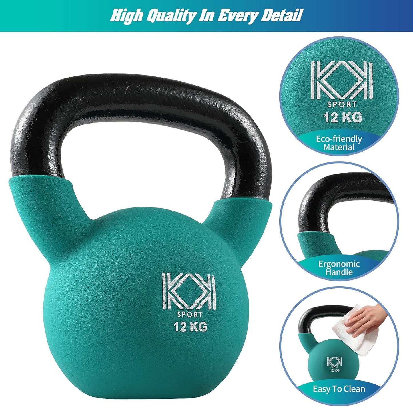 KK Cast Iron Kettlebells Neoprene Coated 2kg – 24kg