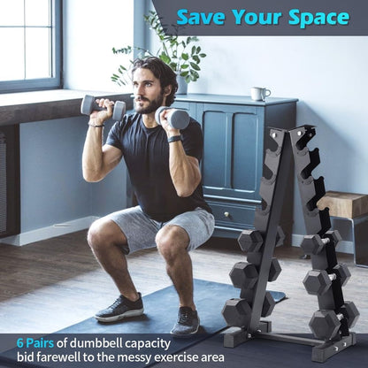 KK Heavy Duty Dumbbell Rack - 6-Tier Weights Storage Dumbbell Stand