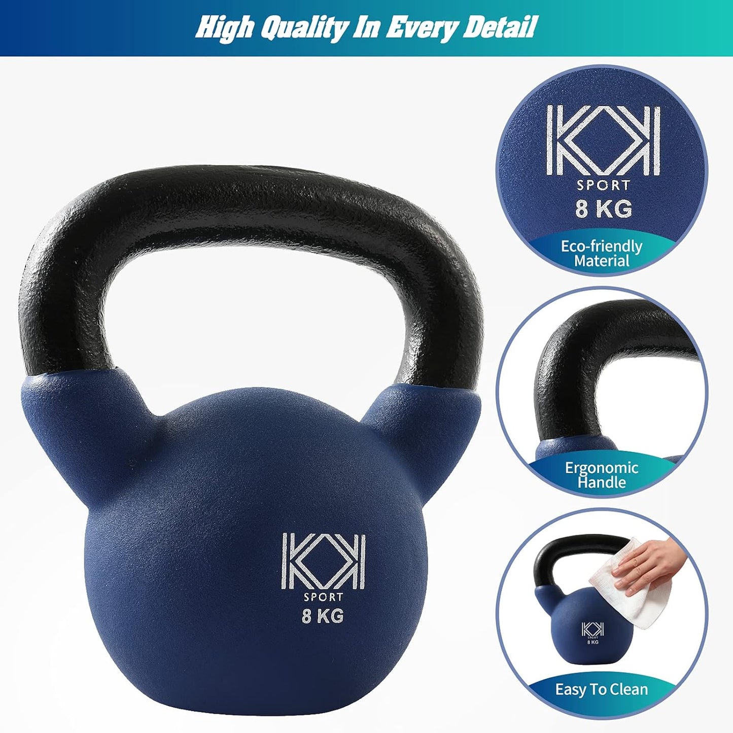 KK Cast Iron Kettlebells Neoprene Coated 2kg – 24kg