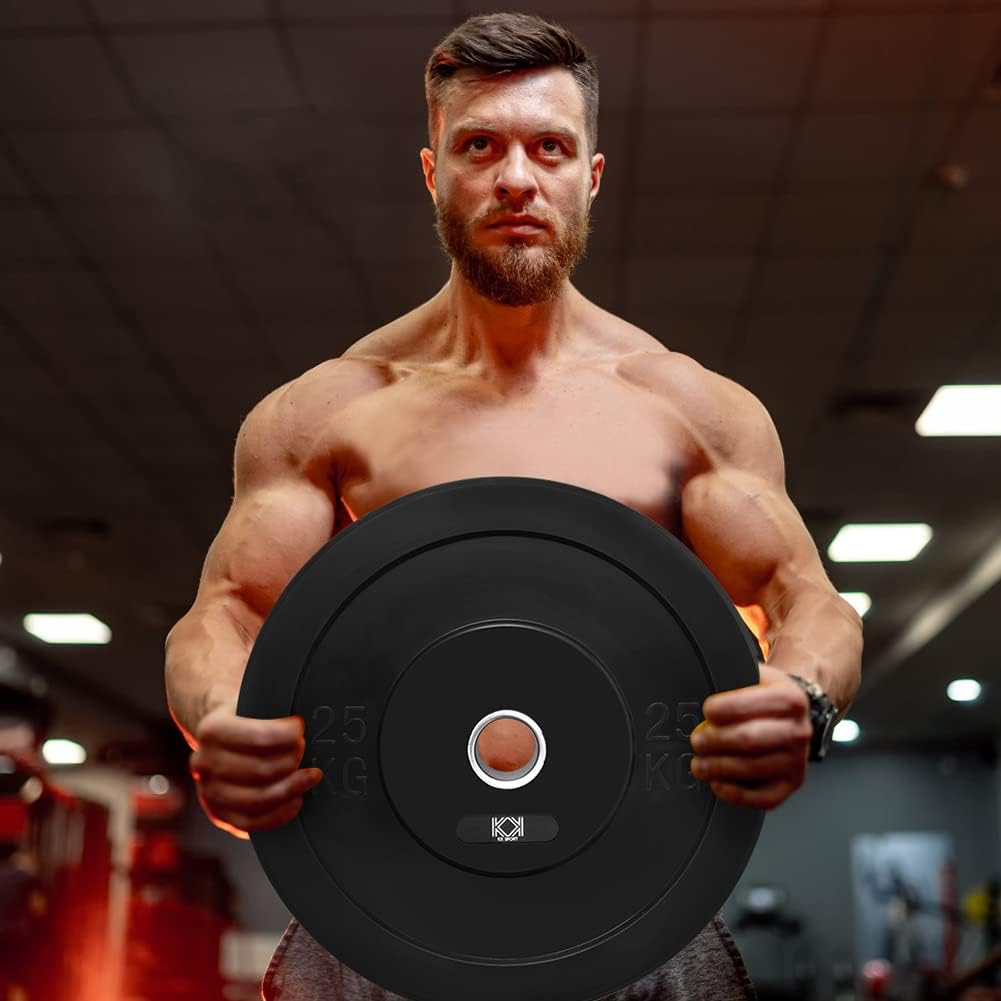 KK Rubber Weight Plate Set - 2 Inch Bumper Weight Plates – Durable Barbell Weights Set - Dumbbell Plates For Training & Weightlifting