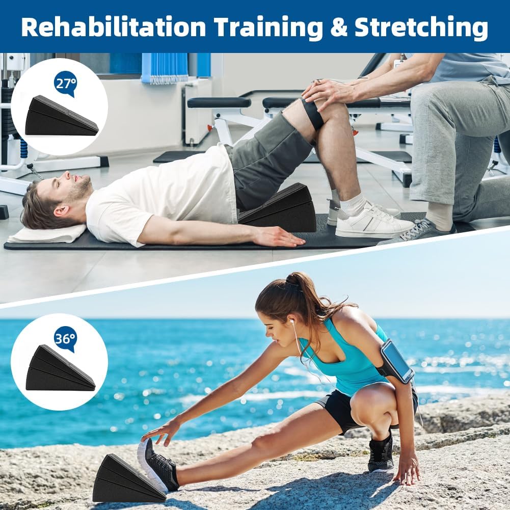 KK Squat Wedge Blocks 3Pcs Slant Board Adjustable Incline Board and Calf Stretcher Foam Wedge Block Durable for Stretching, Leg Extender