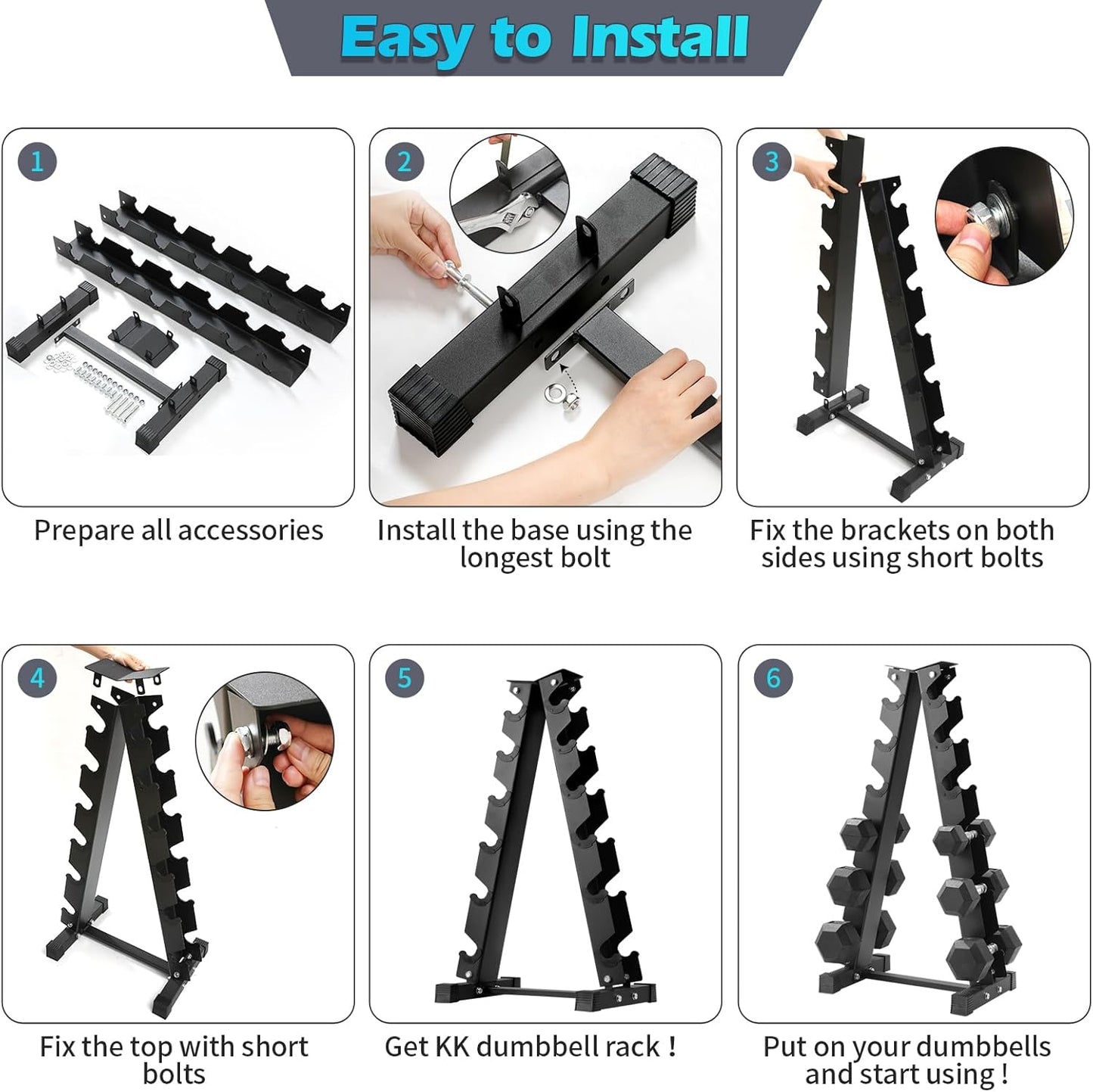 KK Heavy Duty Dumbbell Rack - 6-Tier Weights Storage Dumbbell Stand