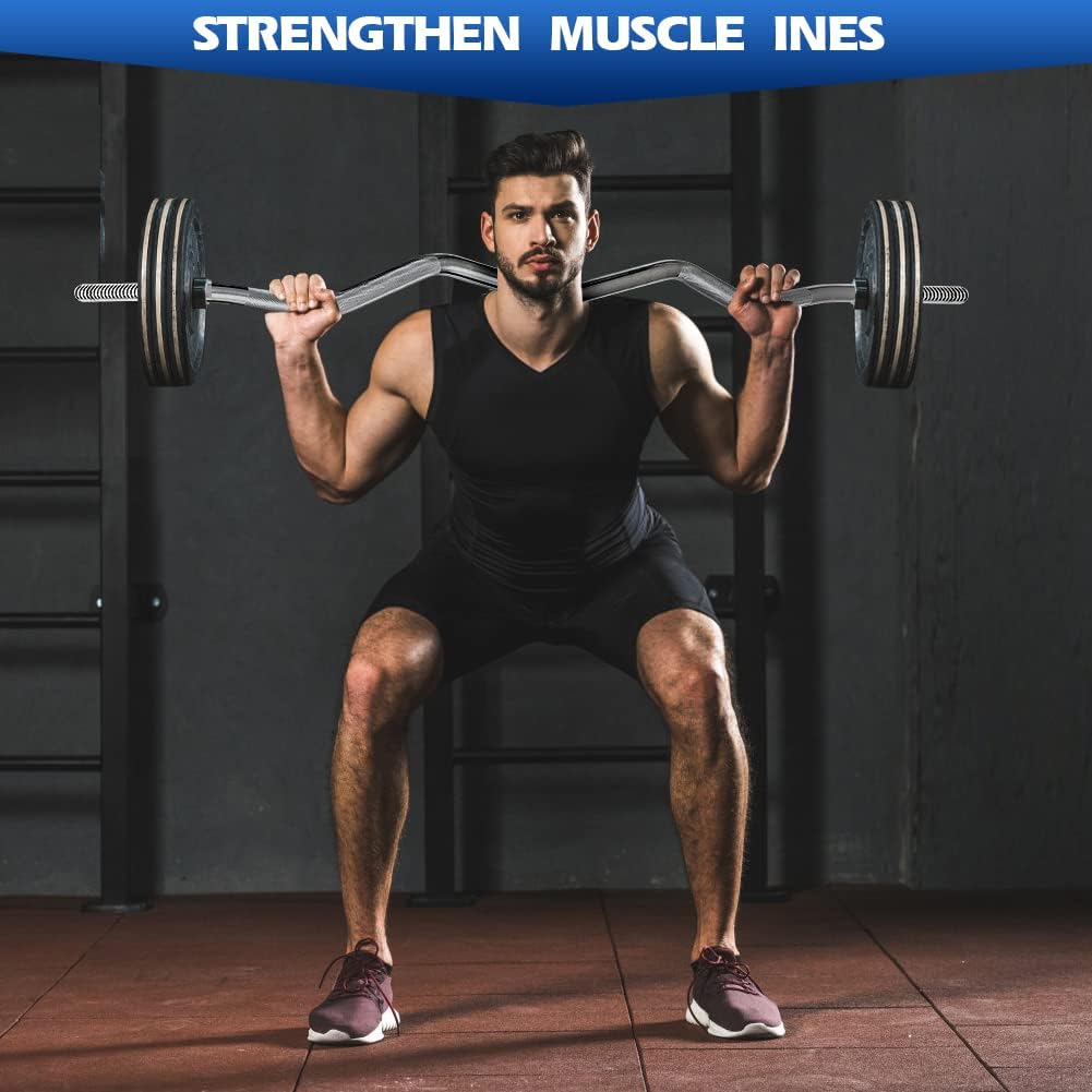 KK Chrome Barbell Curl Bar 4ft Weights Lifting Bar With Spin Lock Strength